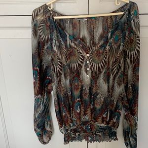 Long sleeve top, size large, multi colour